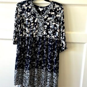 J Jill Navy Blue Mixed Media dress Size Medium